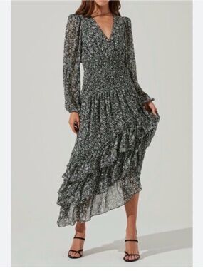 ASTR the label floral asymmetrical dress